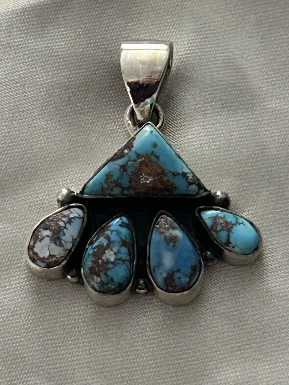 Sterling Silver Turquoise multistone Teardrop Pendant